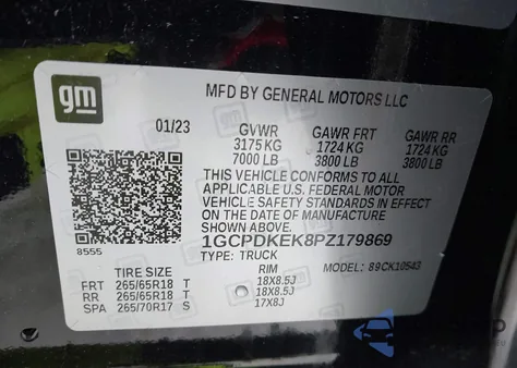 2023 Chevrolet Silverado 1500 4Wd Short Bed Lt With 2Fl from USA, damaged, VIN 1GCPDKEK8PZ179869